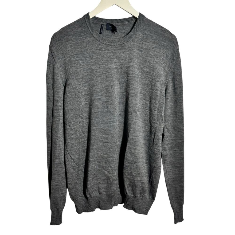 Maerz Muenchen Merino Wool Crew Neck Sweater Men 50 (L) Gray Quite Luxury Preppy